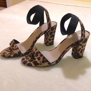 ^ NWT Chic Leopard Heeled Shoes With Ankle Strap - 8M